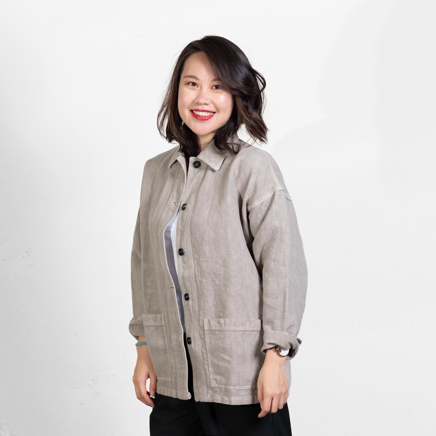 Woman's Drop-Shoulder Jacket in heavy linen...